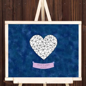 Alternatives Hochzeitsgästebuch Poster/ Leinwand – Personalisierte einzigartige Erinnerung mit Sternenhimmel & Herz Hochzeit Deko/ Geschenk