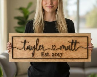Letrero personalizado con los nombres de parejas / Regalo ideal para San Valentín, novio, novia, prometido/a, boda o aniversario.