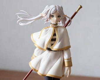 Frieren Mage Ver – Frieren Beyond Journey's End Anime Figure, Elf Sorcerer PVC Statue with Staff, Elegant Collectible for Fans and Display