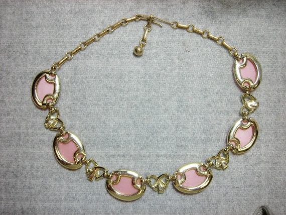 Vintage CORO Thermoset PINK Choker Necklace - image 2