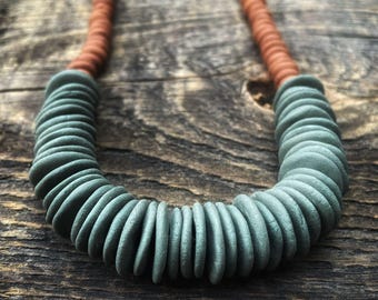 Handmade Ceramic Bead Necklace – Ancient Style Clay Jewelry Gift
