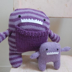 Handmade Knit Monster Toy Set - Mama & Baby Monsters Stuffed Animals, Imaginative Plush, Unique Quirky Birthday Gift, Comfort Doll