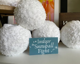 Handmade Indoor Snowball Fight // Set of 6 Large Snowballs