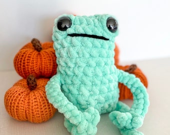 Fritz the Froggy // Green Leggy Crocheted Frog Toy // Handmade Frog