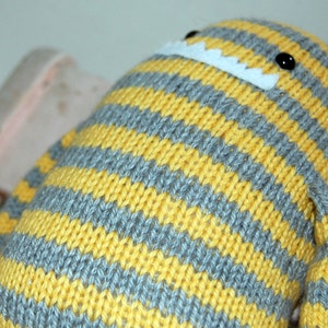 Monster Stuffed Animal Yellow and Gray Stripes image 2