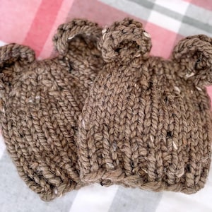 0-3 Month Baby Brown Bear Hat with Ears