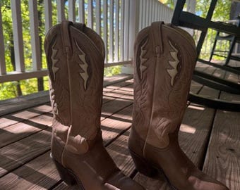 Vintage Acme bruna och bruna cowboystövlar storlek 7