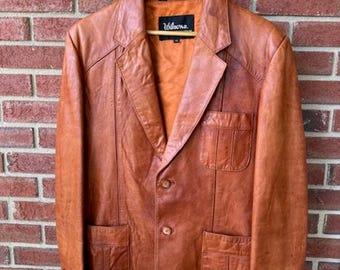 Wilsons Läderjacka Storlek 40 Cognac Brun