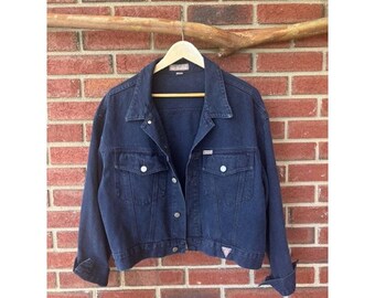 Vintage Guess Denim Jeansjacka i mörkblå - Storlek XL