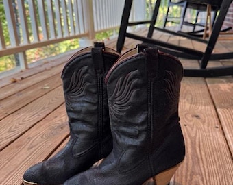 Vintage Dingo Phoenix svarta cowboystövlar storlek 7