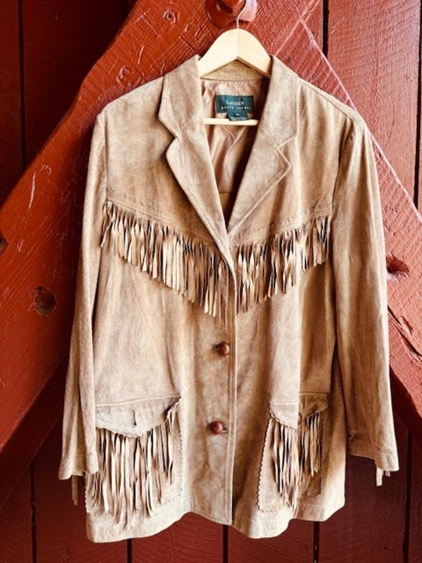 F*ラ様 RRL fringe leatherjacket Vintage Leather Fringe Jacket With Roses Selected By Ankh By