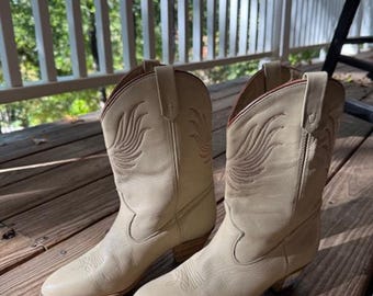 Vintage Cream Acme Cowboy Stövlar Storlek 7