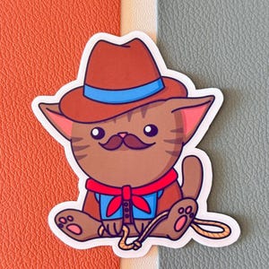 Cute Cowboy Cat Vinyl Sticker Pack for Waterbottles, Laptops, Notebooks | Waterproof Meowdy Partner Sticker Gift for Cowboy and Cat Lovers