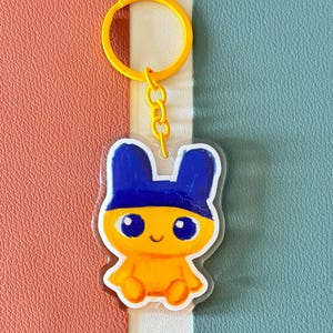 Cute Mametchi Tamagotchi Acrylic Keychain for Bags, Purses, & Totes | Kawaii Y2K Keyring Charm Accessory Perfect Gift for Virtual Pet Lovers