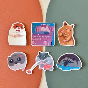 Cute Hamster Meme Vinyl Stickers for Waterbottles, Laptops, and Notebooks | Waterproof Animal Sticker Packs Perfect Gift for Hamster Lovers
