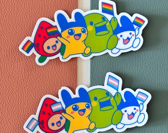 LGBTQ+ Tamagotchi Friends Vinyl Sticker Packs for Waterbottles, Laptops, Notebooks, Journals | Waterproof Pride Decal for Virtual Pet Lovers