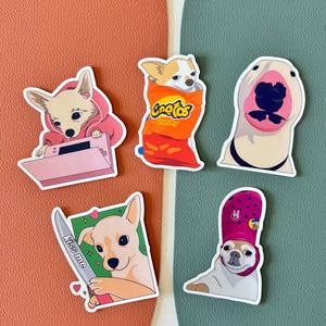 Funny Dog Meme Vinyl Stickers for Waterbottles, Laptops, Notebooks, and Kindles | Waterproof Animal Stickers for Dog Lovers | TikTok Memes