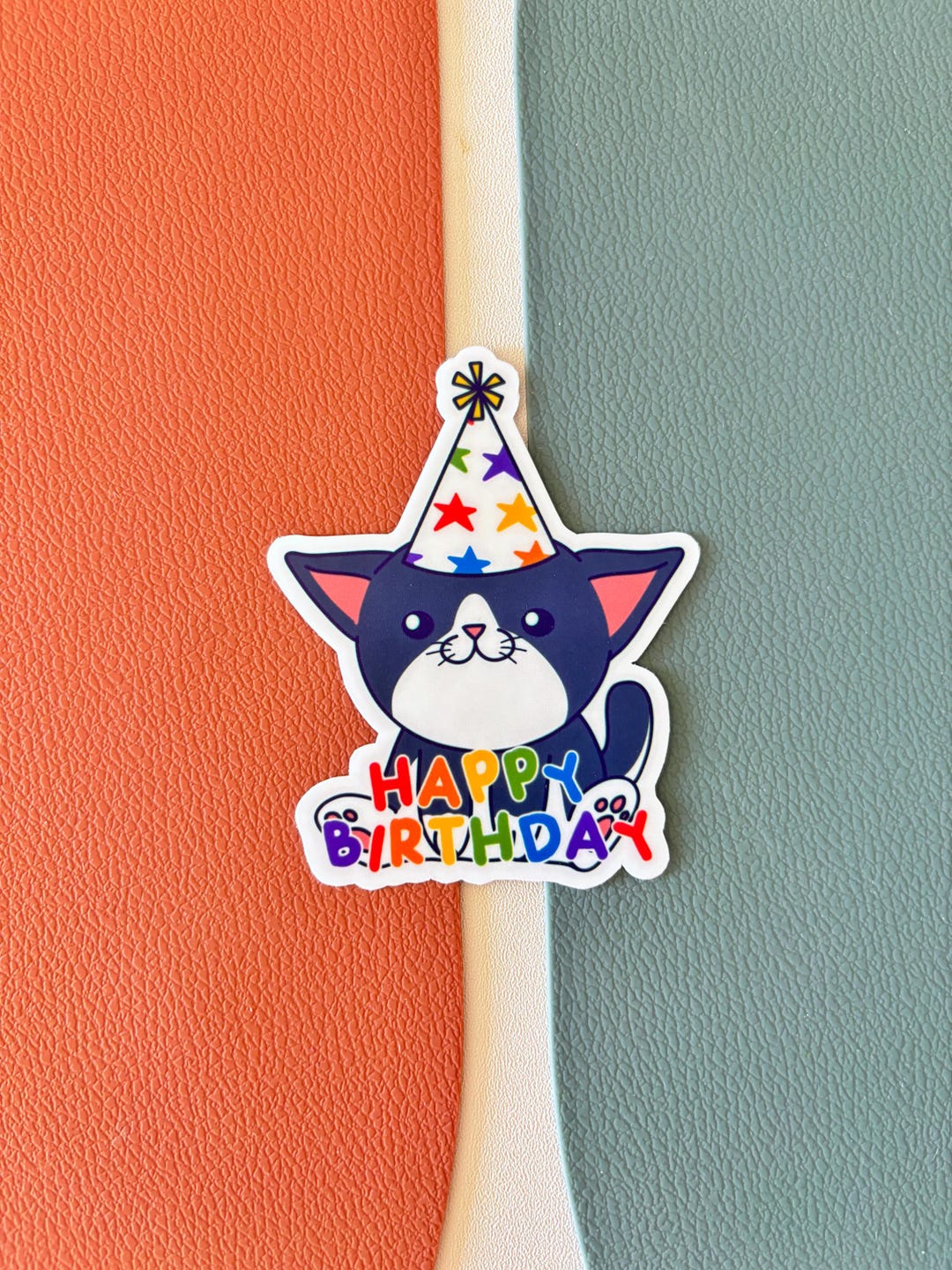 Cute Happy Birthday Cat Vinyl Sticker Pack for Waterbottles, Laptops ...