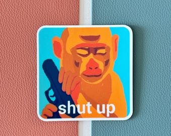 Funny Monkey Meme Vinyl Sticker Perfect Gift for Animal Lovers | Waterproof Stickers for Waterbottles, Laptops, Notebooks, and Luggages