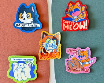 Funny Cat Meme Vinyl Sticker Pack: Waterproof Laptop Decals for Animal and Pet Lovers