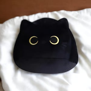 Soft Black Cuddly Kitten Plush – Round Stuffed Cat Pillow – Adorable Plush Toy for Kids, Baby Gift, and Cozy Companion