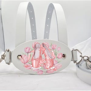 Echtes weißes Leder Kleinkind Sicherheitsgurt Gehzügel Ballettschuh mit Tulpen Design BSEN 31210 2004 zertifiziert