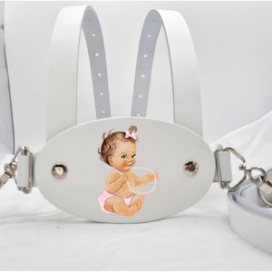 Echtes weißes Leder Kleinkind Sicherheitsgeschirr Gehzügel kleine Prinzessin Babysitter mit Perlen Design BSEN 31210 2004 geprüft