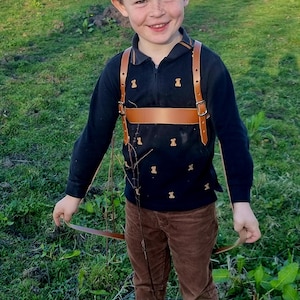 Echtes hellbraunes Leder Kleinkind-Jungen Sicherheitsgurt gehen genäht befestigt Zügel BSEN 31210 2004 zugelassen, 12 m bis 6 Jahre