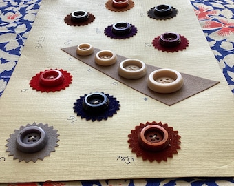 Vintage french salesman sample of buttons. Coloured vintage buttons, Sewing, framing, textile art.