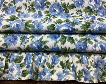 Vintage Retro Blue French ROMANEX DE BOUSSAC Fabric Material 1.4m