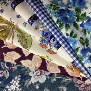 Lot de tissus français anciens et vintage, travaux manuels, couture lente, journal indésirable, art textile, fournitures de couture (A)