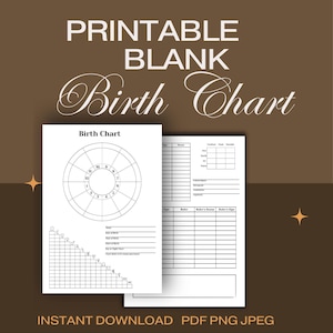 Plantilla de carta natal astrológica / Carta natal imprimible en blanco / Hoja de datos del horóscopo en PDF