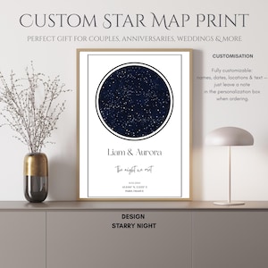 Personalisierte Sternenkarte, Nachthimmel Druck, Hochzeitsgeschenk, Geburtstagsgeschenk, Konstellation Poster, Sternenkarte Wandkunst, Download