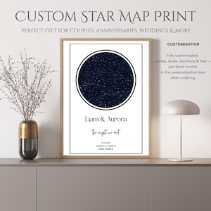 Personalisierte Sternenkarte, Nachthimmel Druck, Hochzeitsgeschenk, Geburtstagsgeschenk, Konstellation Poster, Sternenkarte Wandkunst, Download