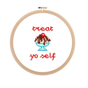 Treat Yo Self - Parks and Rec - Cross Stitch PATTERN