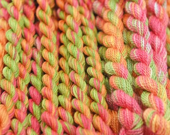 Summer Colours, Coral floss, Pink embroidery thread, Green perle cotton, Colour #3