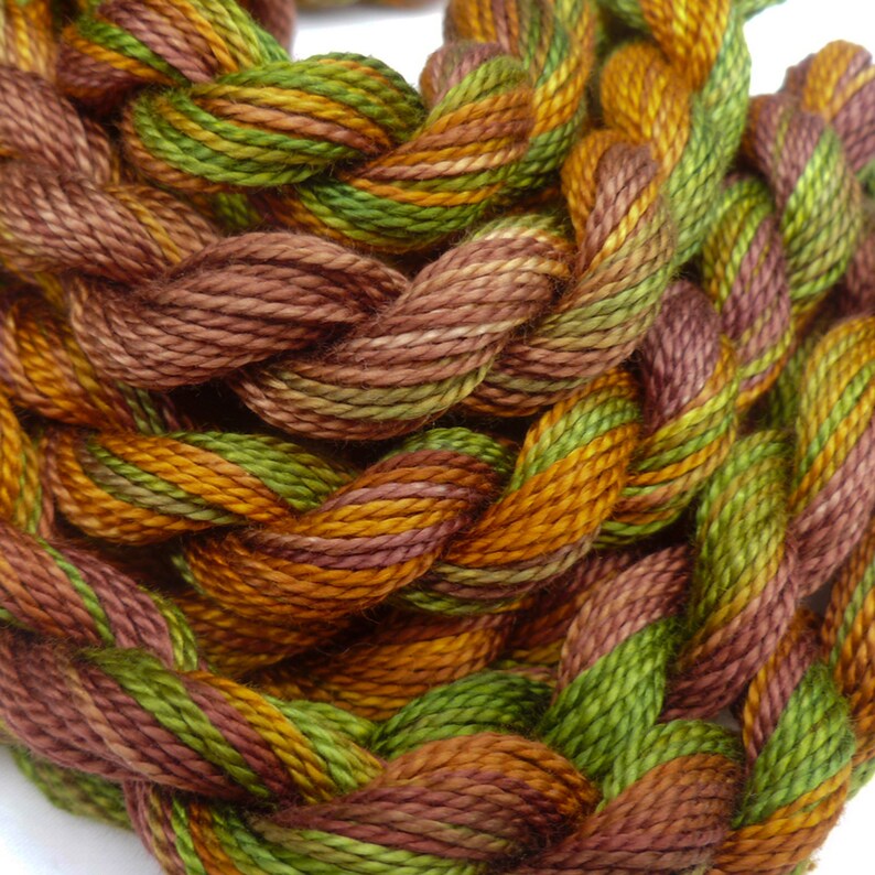 Color Embroidery, Green Embroidery Thread, Green and Orange Dyed ...