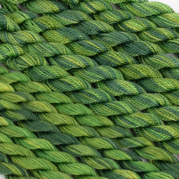 Hand Dyed Green Embroidery Threads, Needlepoint Thread, Hand Embroidery Green Thread, Perle Cotton And Cotton Floss Cross Stitch, Colour #18