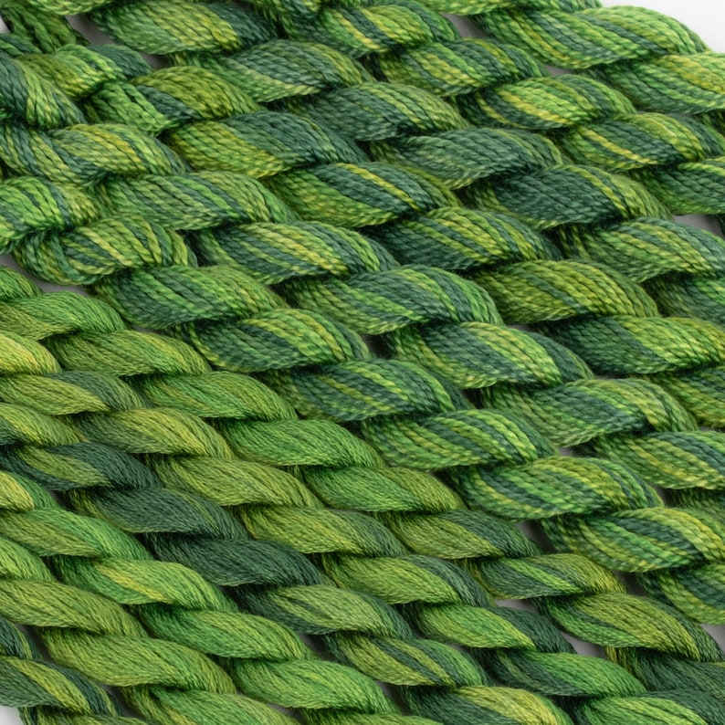 Hand Dyed Perle Cotton Embroidery Floss Thread Hand-Dyed In A Blend Of Greens on Etsy