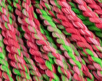 Hand Dyed Embroidery Thread, Emerald Green and Red, Colour #31