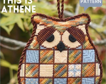 Owl Needlepoint Pattern PDF, Owl Hand Embroidery Pattern Digital Download, Owl Cross Stitch Pattern Beginner, Grandma Hobbies, Owl Ornament