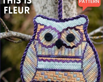 Owl Needlepoint Pattern PDF, Owl Hand Embroidery Pattern Digital Download, Owl Cross Stitch Pattern Beginner, Grandma Hobbies, Owl Ornament