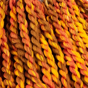 Variegated Embroidery Threads, Golden Brown Cotton,  Orange Embroidery Floss,  Yellow Floss, Colour Complements Colour #77