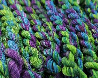 Green Perle Cotton, Purple Embroidery Floss, Summer  Embroidery, Green Floss, Blue Floss, Colour Complements Colour #120