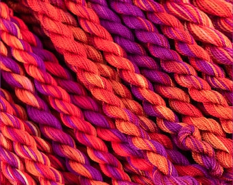 Hand Dyed Perle Cotton Embroidery Floss, Sunset Colors, Colour #68