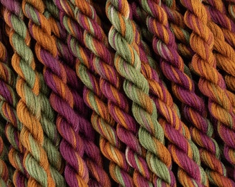 Hand Dyed Embroidery Floss, Burgundy, Olive Green, Golden Brown, Colour #48