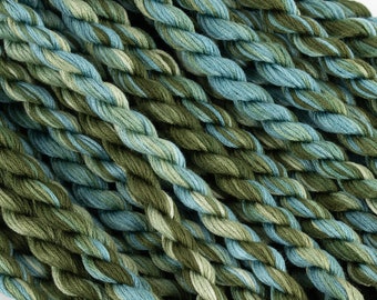 Hand Dyed Embroidery Floss, Olive Green & Turquoise, Colour #47