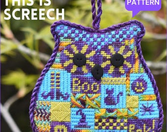 Owl Needlepoint Pattern PDF, Halloween Owl Pattern Digital Download, Owl Cross Stitch Pattern Beginner, Grandma Hobbies, Owl Ornament