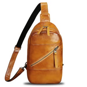 Genuine Leather Sling Bag | Vintage Handmade Crossbody Backpack for Men & Women | Shoulder Chest Bag Purse Gift For Him / Her Travel Bag