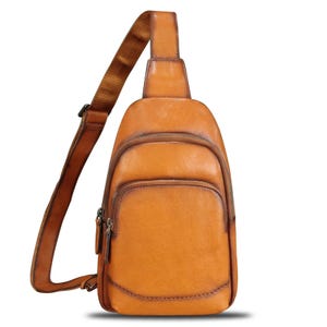 Genuine Leather Sling Bag | Vintage Handmade Crossbody Backpack for Men & Women | Shoulder Chest Bag Purse Gift For Him / Her Travel Bag